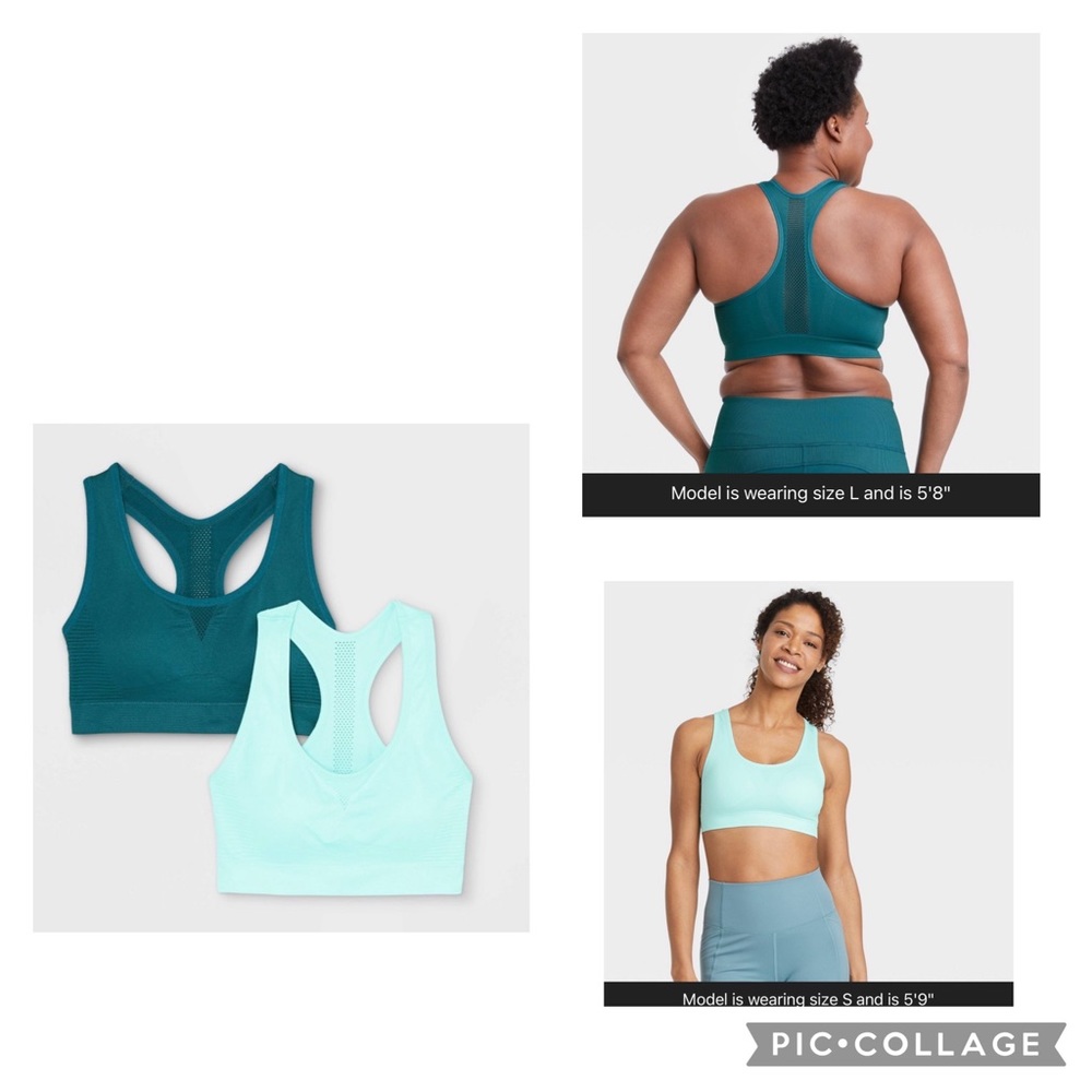 NWT* 2X Women’s 2pk Light Support Seamless Racerback Sports Bra All in Motion
